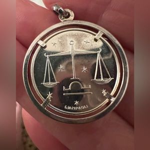 Rare Vintage Italian sterling silver Libra coin pendant